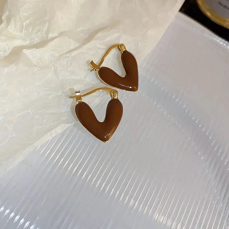 Vintage Dripping Oil U Shaped Hoop Earrings For Women Simple Temperament All Matching Jewelry 2024