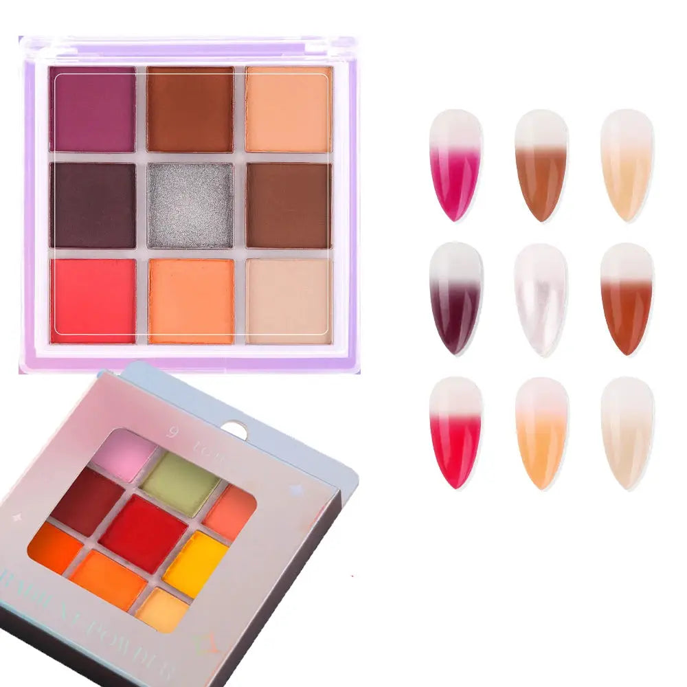 16 Grid 16 Color Solid Rubbing Powder Palette For Nail Art DIY Gradient Smudge Pat Pat Powder Seamless Finish