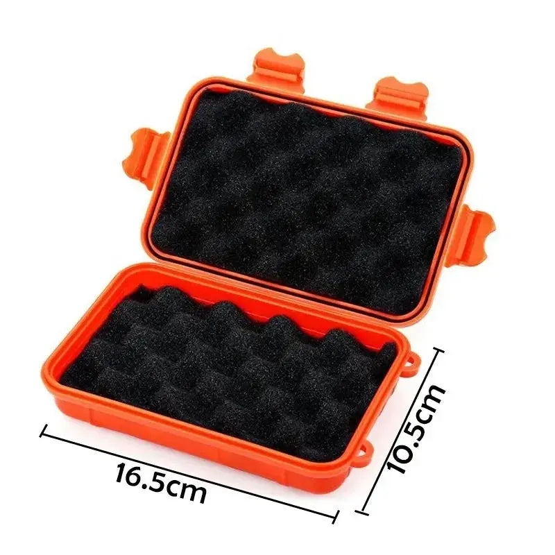 Outdoor survival box, orange plastic waterproof sealed case with black foam insert, Simples Market