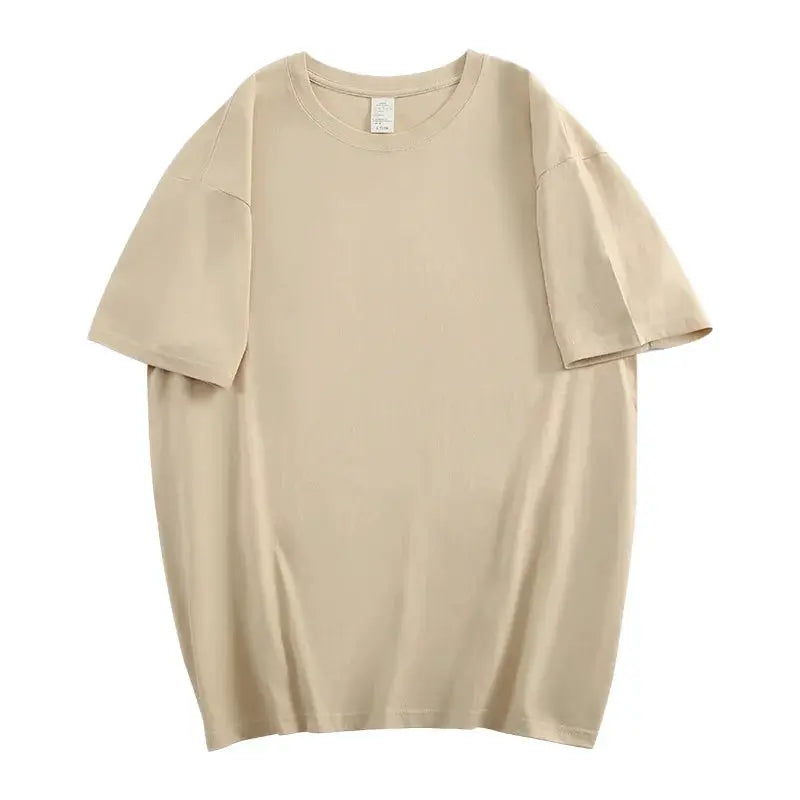 One Hundred Percent Cotton Unisex Short Sleeve T Shirt Loose Fit Crew Neck Solid Color Top For Men And Women