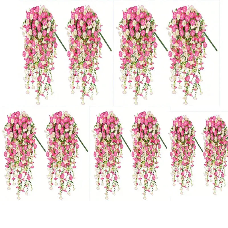 UV Resistant Artificial Morning Glory And Eucalyptus Hanging Decor For Home Garden Weddings Outdoor Use