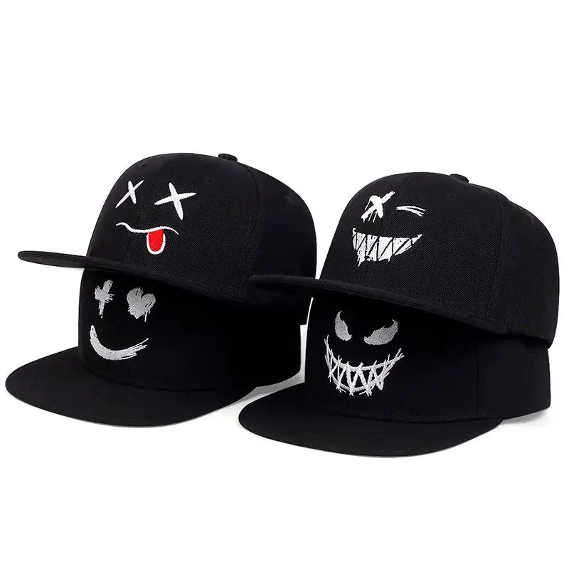 Unisex Ghost Expression Embroidery Hip Hop Baseball Cap Sun Protection Adjustable Outdoor Casual Hat