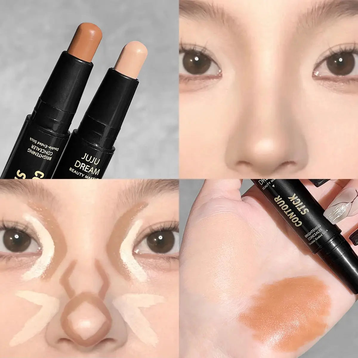 LuminaGlow Dual Ended Contour Stick All In One Foundation Concealer Bronzer And Highlighter For Lasting Definition
