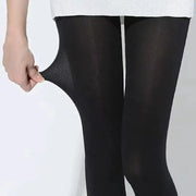 Black seamless nylon tights, 80D, stretchy full-leg stockings