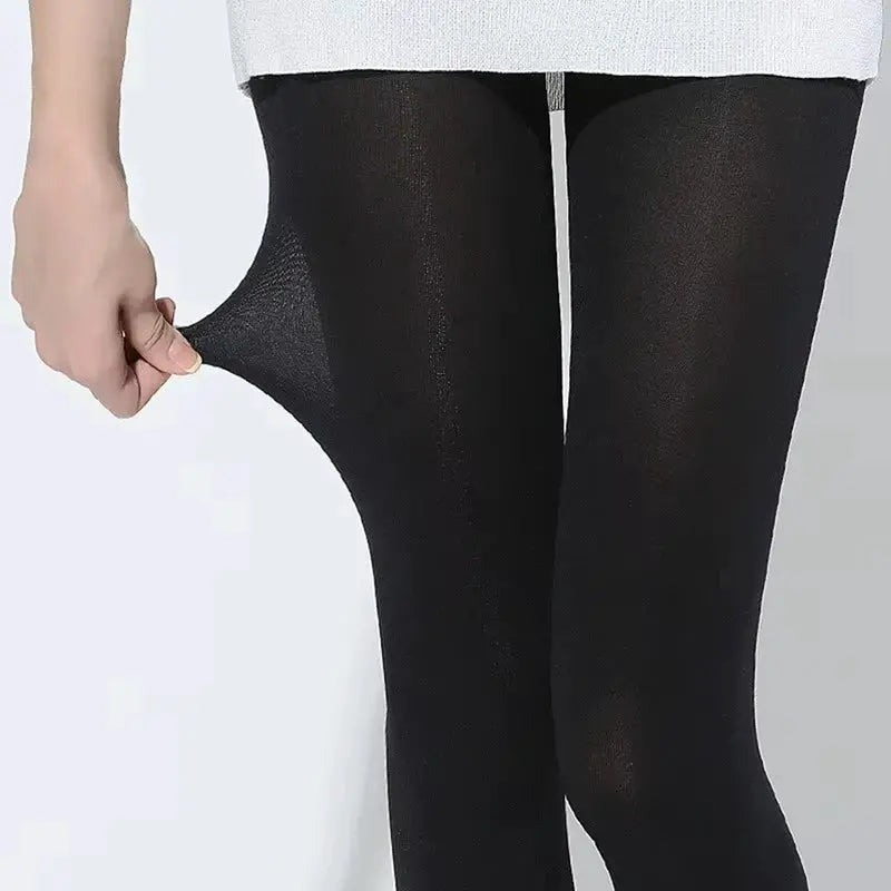 Black seamless nylon tights, 80D, stretchy full-leg stockings