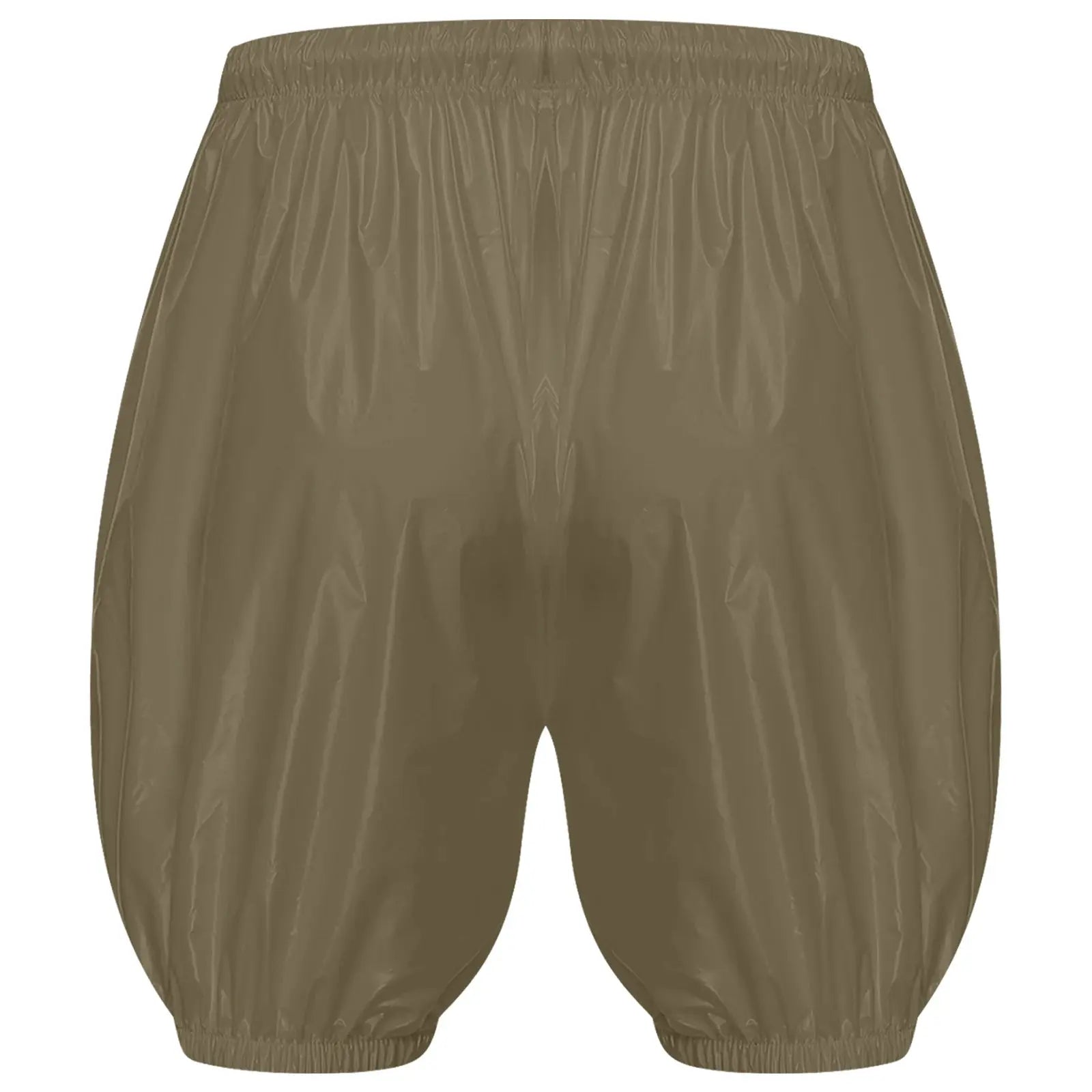 Adult waterproof diaper cover shorts, tan, reusable leak-proof incontinence shorts