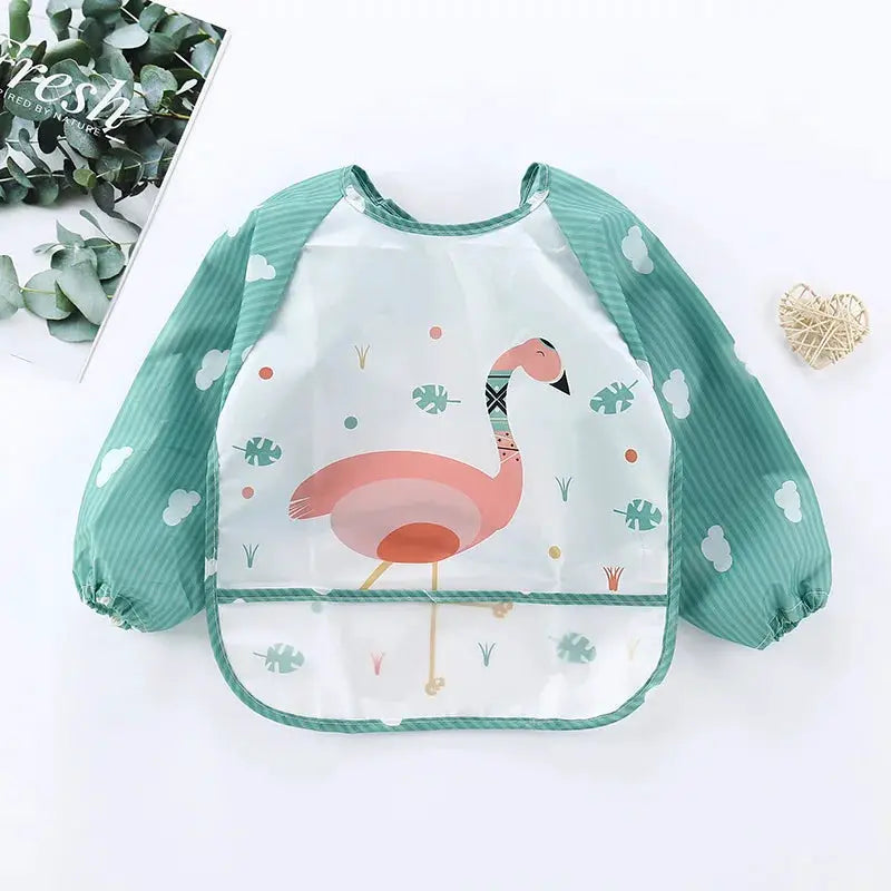 Waterproof EVA Full Sleeve Baby Bibs For Kids Long Sleeve Feeding Smock Apron Eating Breastplate Infant Clothing