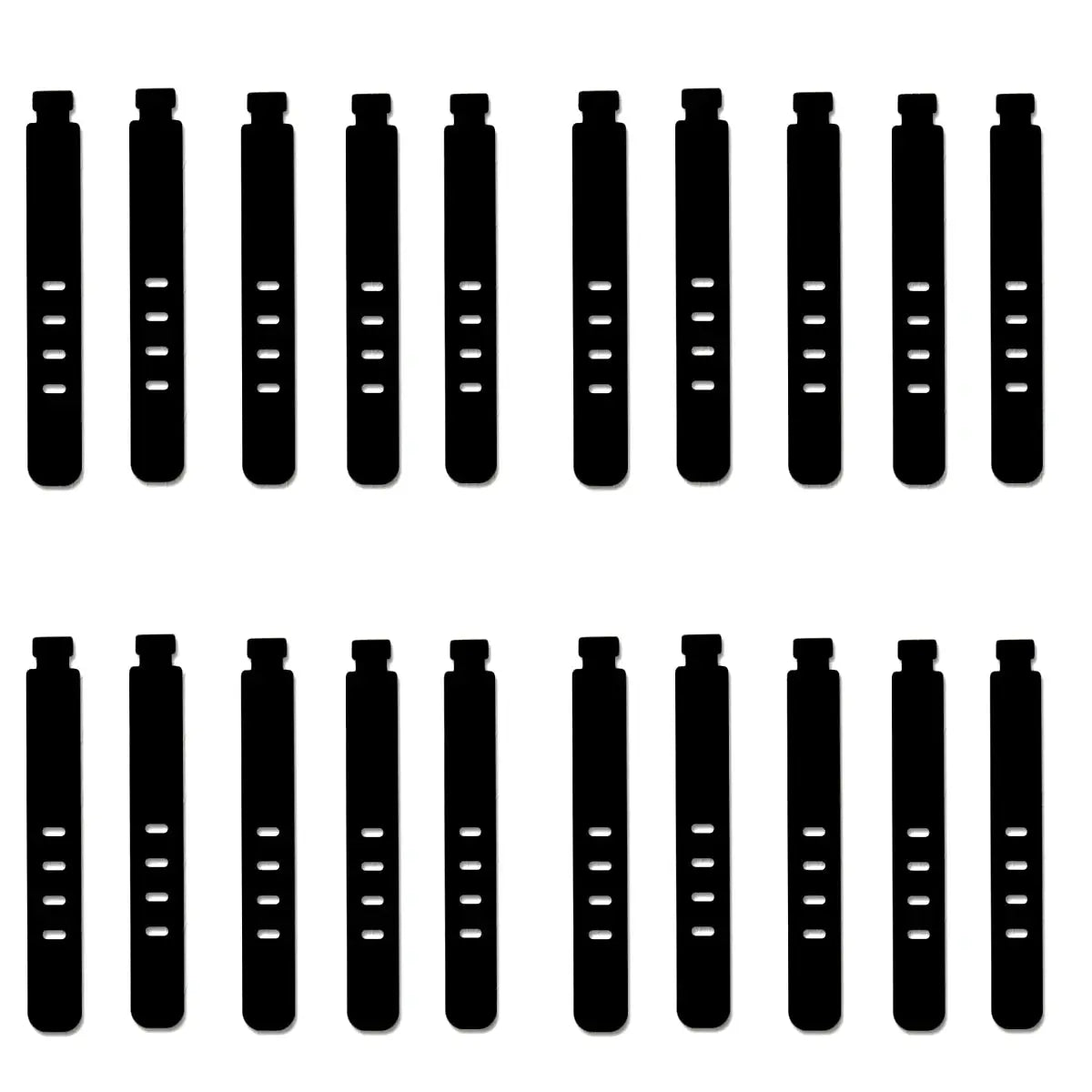 24 black silicone cable ties for cord organization and wire management