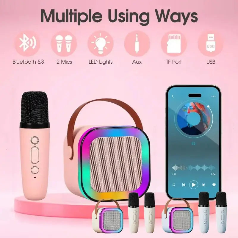 SoundPulse K12 Karaoke Machine Portable Bluetooth Speaker With One Or Two Wireless Microphones For Family Fun