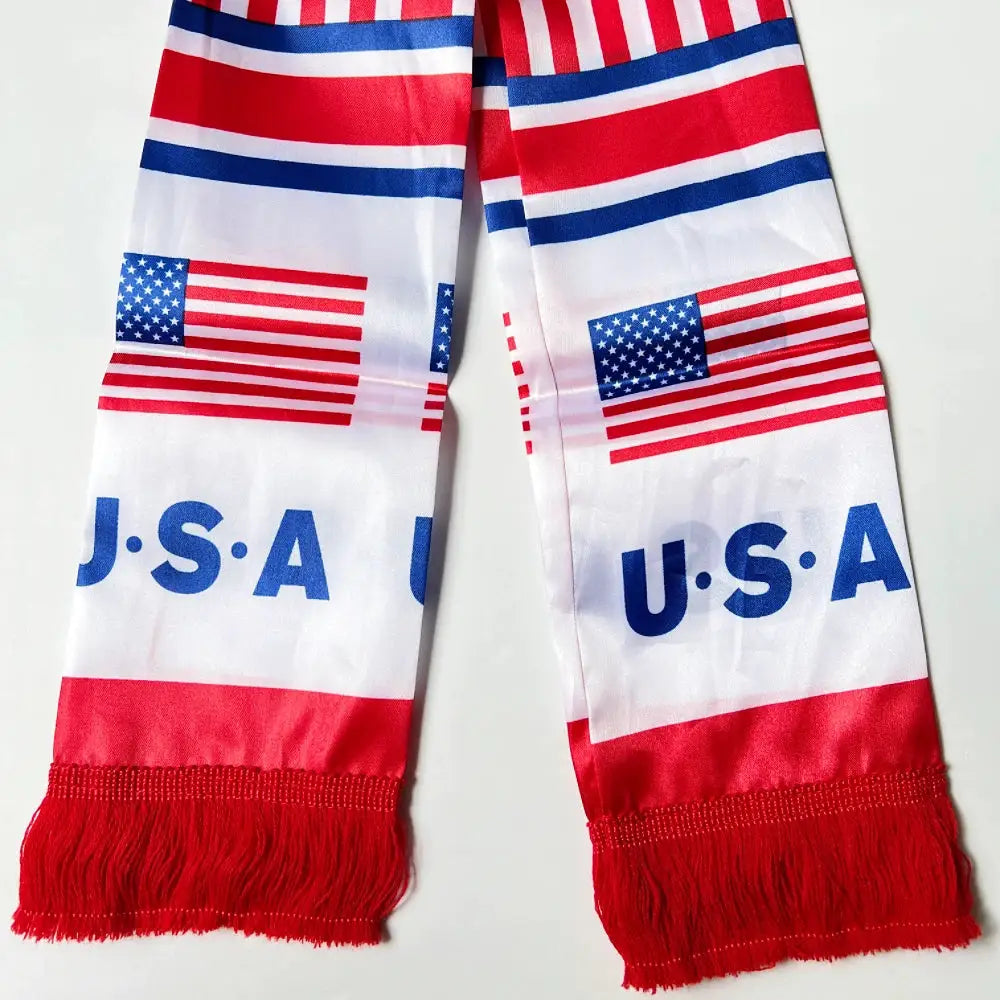 Double Sided Satin Scarf Flag USA Mexico Netherlands Iraq Haiti France