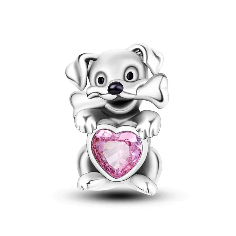 Pink Charms 925 Sterling Silver Heart Bow Perfume Bottle Charms Beads Pendants Fit Bracelet DIY Jewelry Making Women
