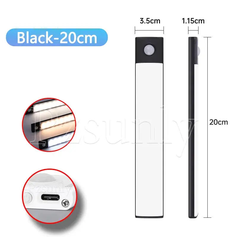 USB Rechargeable LED Bar Light With Motion Sensor For Kitchen Wardrobe Cabinet Lighting 30cm 40cm 50cm