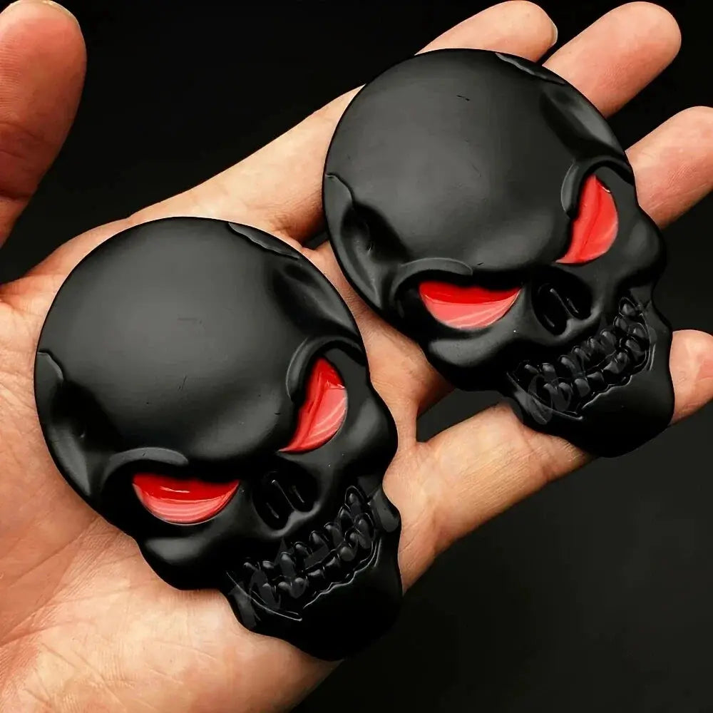 2 Pcs Skull Pirate Skeleton Buccaneer 3D Metal Car Body Emblem Badge Sticker Auto Rear Decal