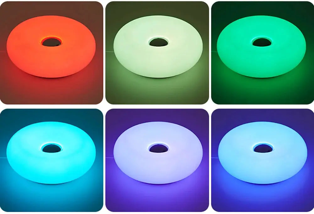 Bauhaus donut table lamp by Simples Market, USB-powered color-changing LED, six-color set.