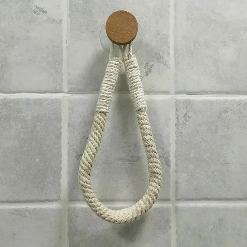 Nail Free HomeNest Rope Paper Towel Holder No Tools Needed Wall Mount For Kitchen And Bathroom Durable Rope Design