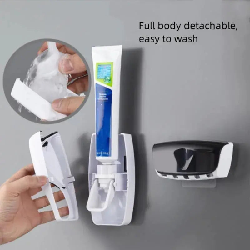 Wall Mounted Toothbrush And Toothpaste Holder Set With Automatic Dispenser And Cup Holder