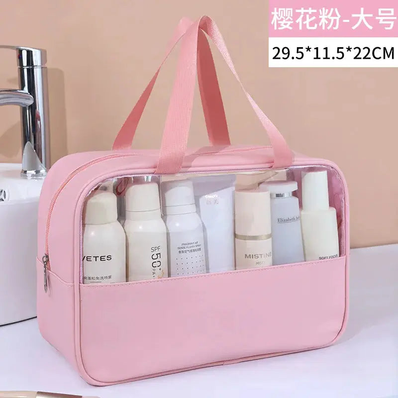 VoyageGlow Transparent Cosmetic Bag Large Capacity Waterproof Travel Makeup Organizer Clear PVC