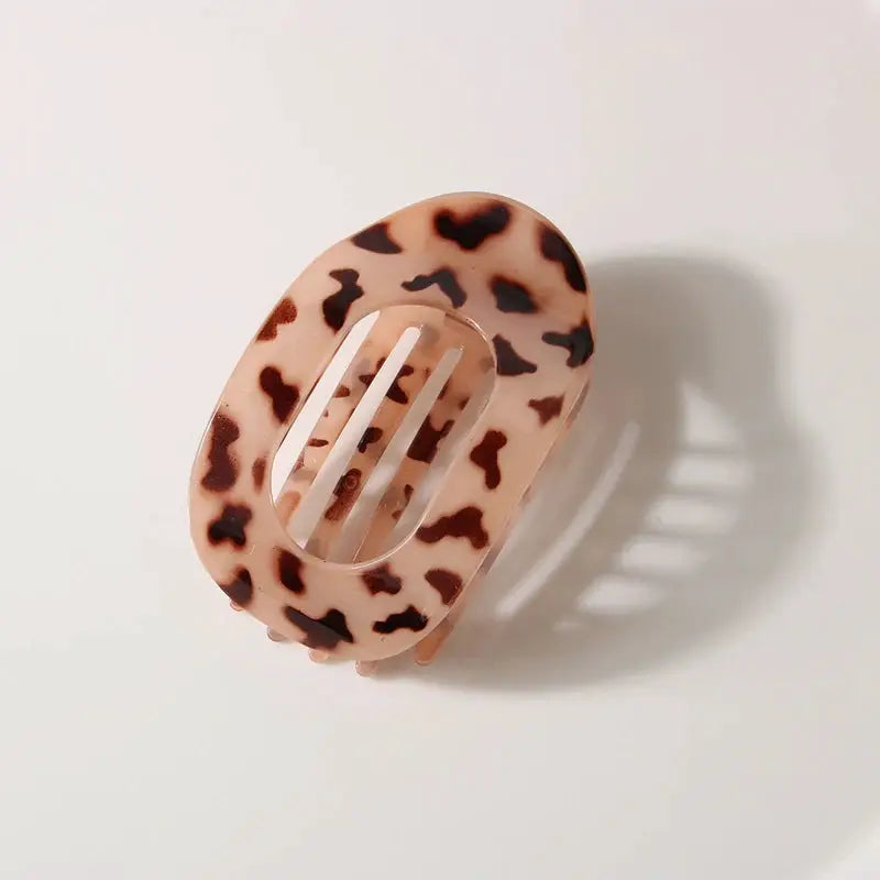 Leopard Pattern Oval Flat Hair Clips Large French Acrylic Claw Clip For Secure Hold And Style