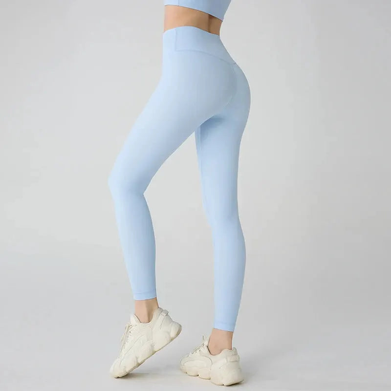 Simples Market women's yoga leggings, light blue, high-waisted and breathable gym pants