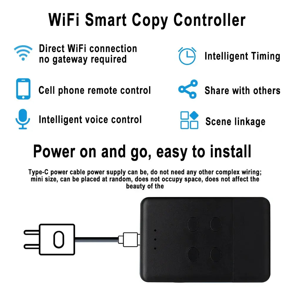 WiFi Smart Copy Controller, black control box with four-button panel