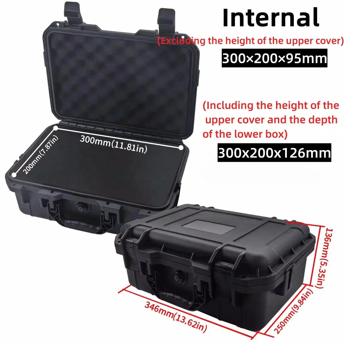Simples Market two black waterproof hard tool cases with pre-cut foam