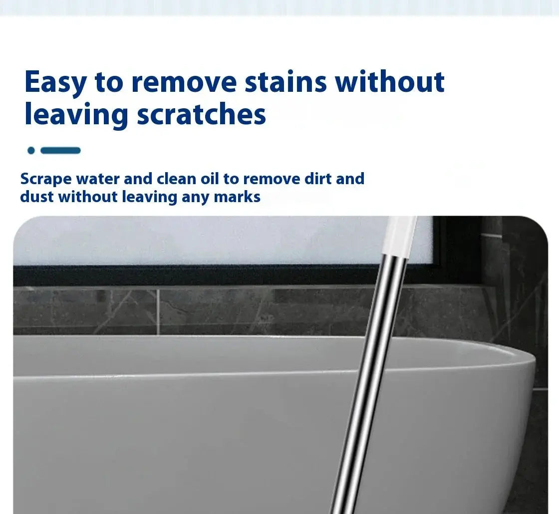 Silicone scraper broom squeegee with metal handle for bathroom floor and window cleaning