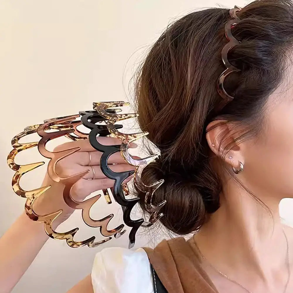 Korean Style Non Slip U Shape Hair Comb Headband With Fixed Teeth Fluffy Top Hair Accessories For Women