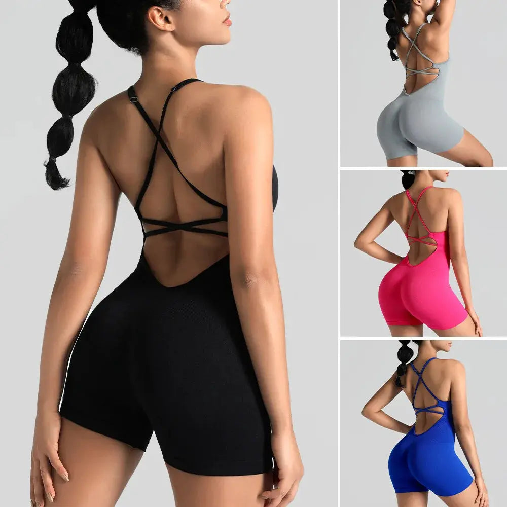 FlexAura Womens Yoga Sets Gym Jumpsuits Seamless Nylon Elastane Activewear for Ultimate Comfort and Flexibility