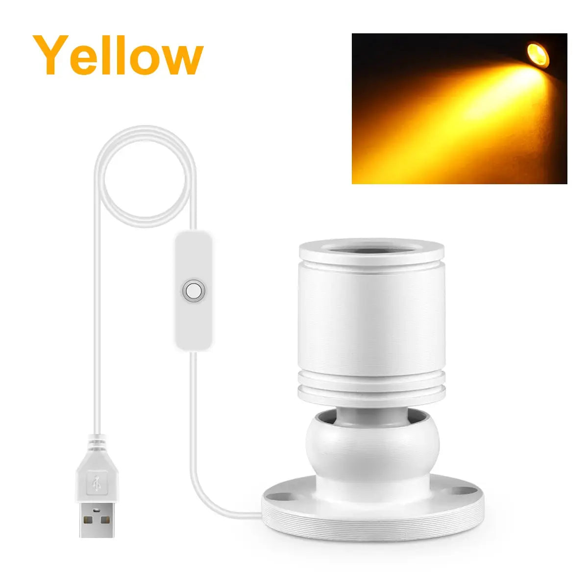 Ceiling LED spotlight, white metal body, USB-powered 5V 1W