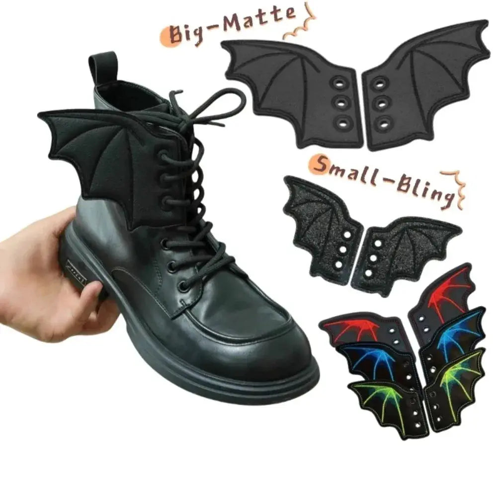 One Pair Bling Bat Wing Shoe Charms For Sneaker Laces Punk Style Halloween Gift Accessory Decor