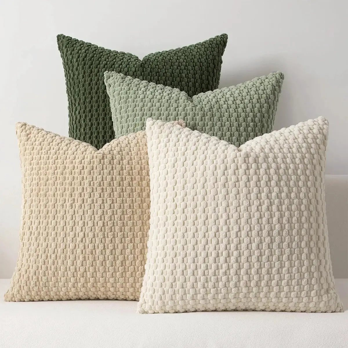 Soft Boho Style Double Sided Pillow Cover Corduroy Stripe Square Farmhouse Neutral Decor 100 Percent Polyester - Simples Market