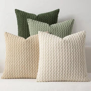Soft Boho Style Double Sided Pillow Cover Corduroy Stripe Square Farmhouse Neutral Decor 100 Percent Polyester - Simples Market