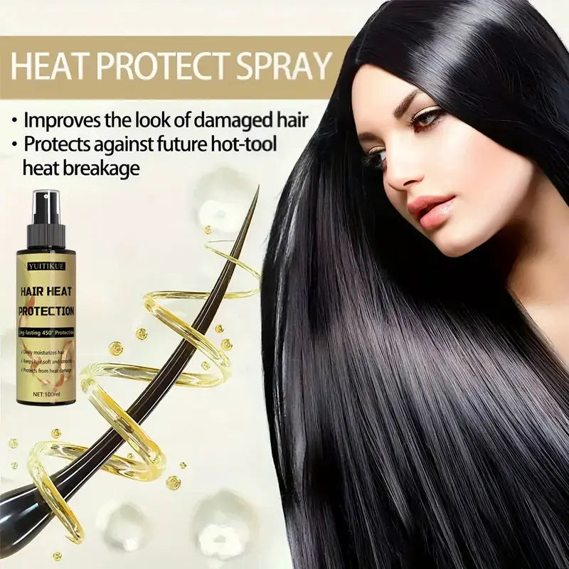 Hair Heat Protection Spray With Long Lasting Shield Up To 450 Degrees Fahrenheit For Moisturized Soft And Smooth Hair