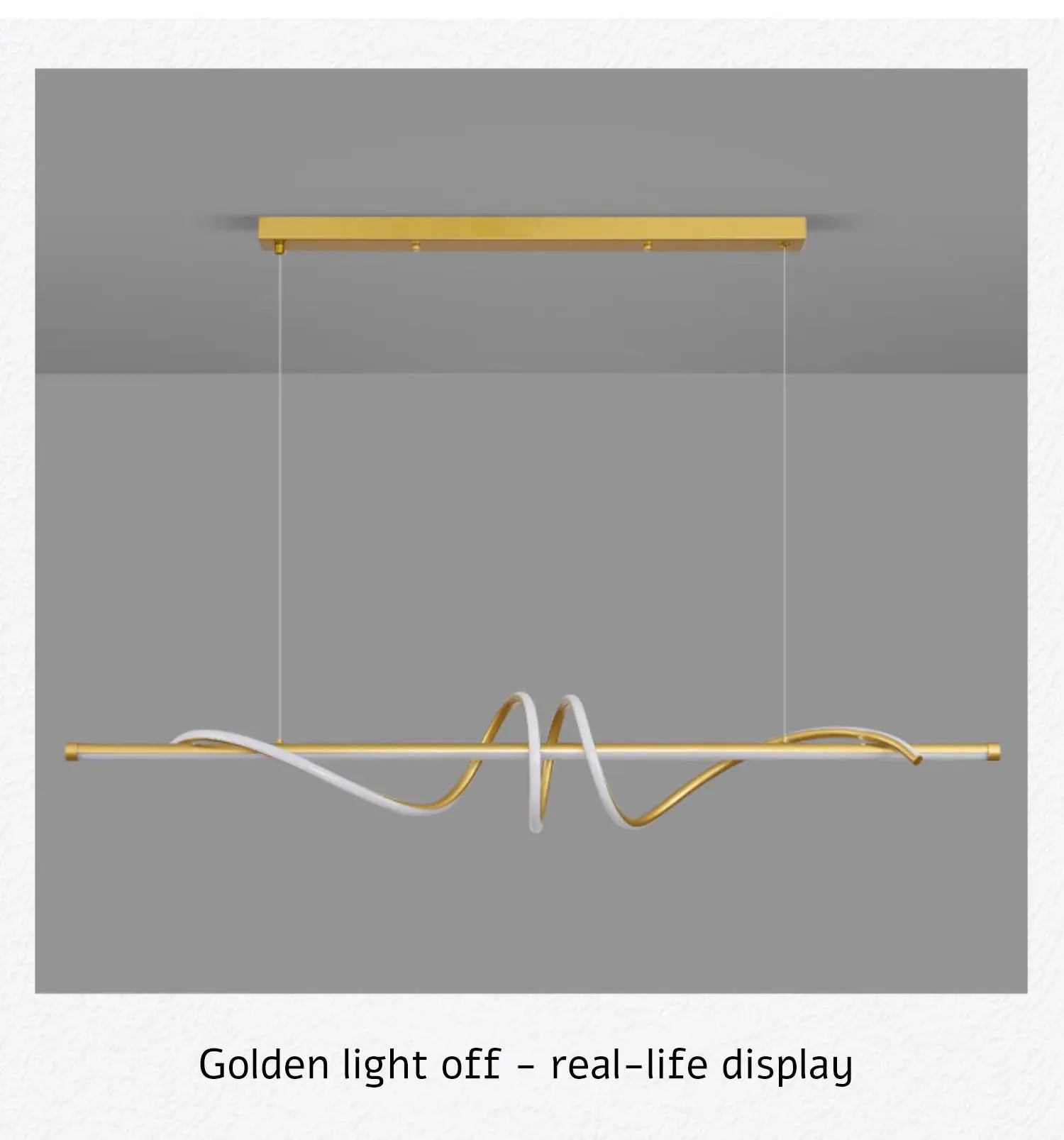 Gold LED pendant light bar by Simples Market for living room and dining, minimalist hanging lamp