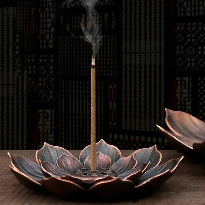 Alloy Incense Burner Stick Holder Plate Lotus Censer Bronze Nasturtium For Buddhism Zen Decor