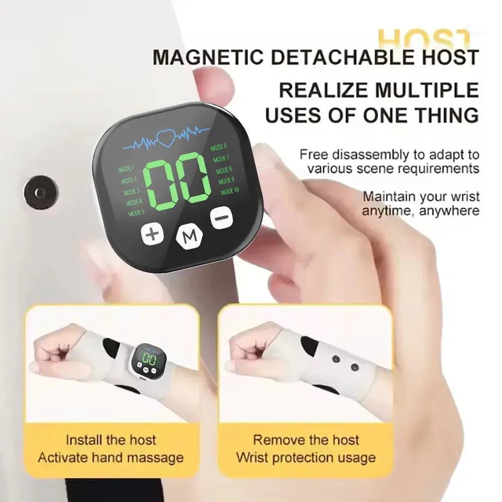 Simples Market EMS electric cordless hand and wrist massager with 10-mode vibration, USB rechargeable, compact black