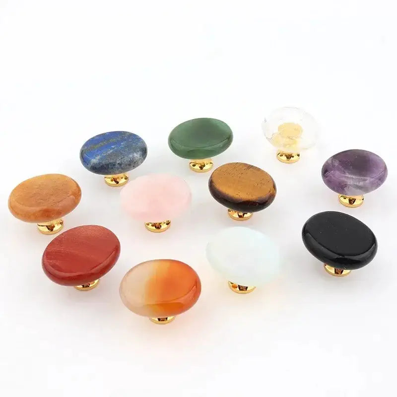 Light Luxury Natural Stone Crystal Aura Handle For Kitchen Cabinet Doors And Drawers And Jewelry Boxes