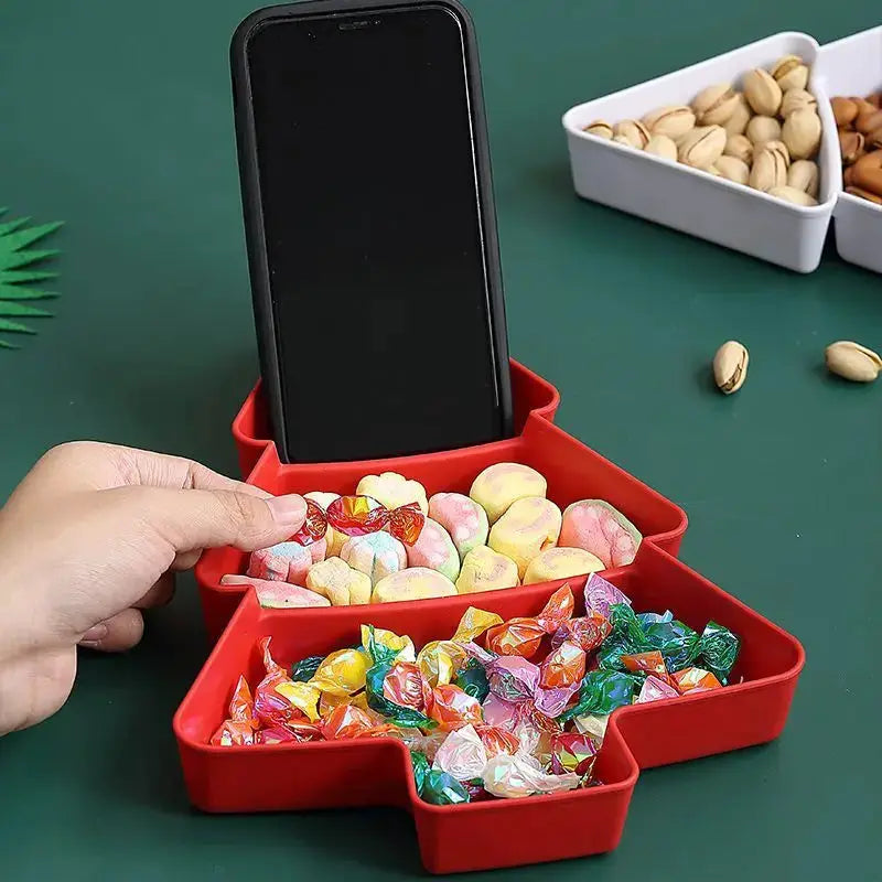 Christmas Tree Shaped Serving Dish Plastic Tableware For Candy Nuts