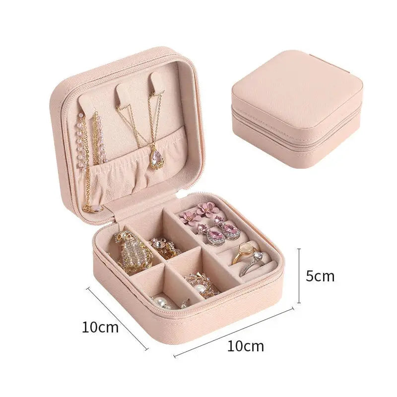 Portable Double Layer Jewelry Storage Box For Necklace Watch Earrings And Rings Leather Case