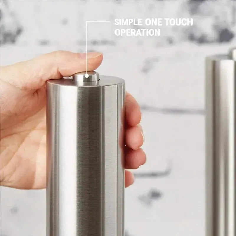 Electric Salt and Pepper Grinder Set Stainless Steel One Handed Operation Automatic Spice Mill with Light for Kitchen