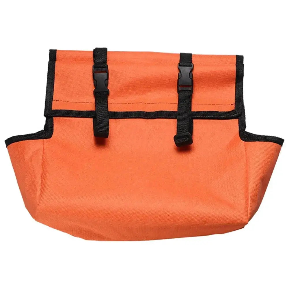 Folding ladder tool storage bag by Simples Market, orange Oxford cloth with black straps and buckles