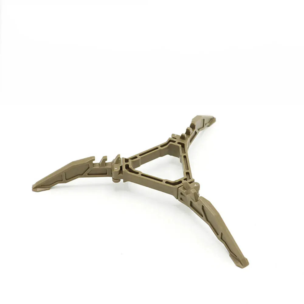 Gas can stabilizer tripod in tan, foldable fuel can bracket for outdoor camping