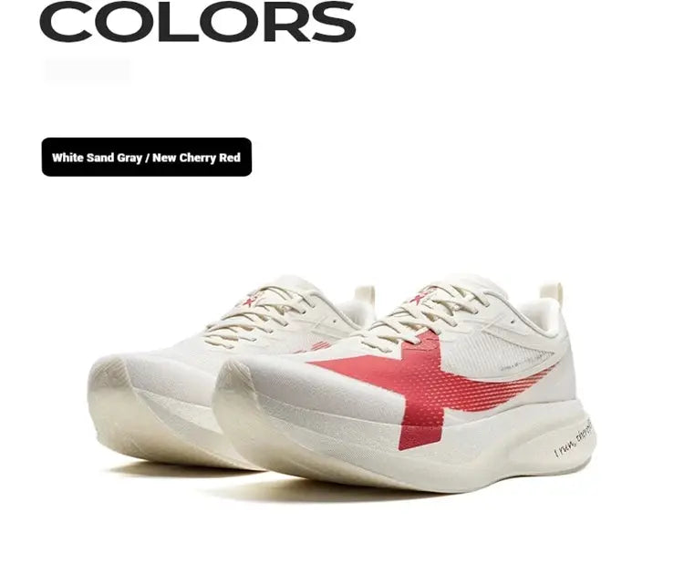 XTEP 2000km PRO men's running sneakers white sand gray with new cherry red accents cushioned lightweight stability shoes