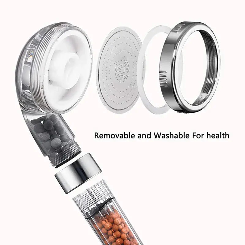 Simples Market chrome handheld spa shower head with anion filter and removable cartridge