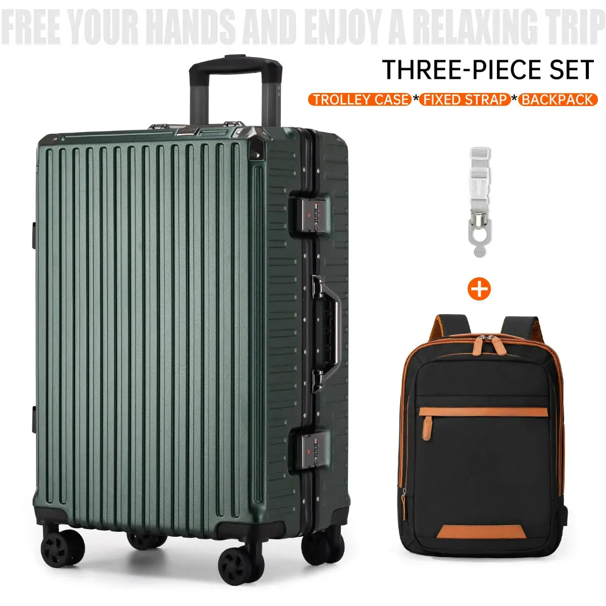 Trolley Luggage Aluminum Frame Rolling Suitcase Durable Carry On With USB Charging And 360 Degree Spinner Wheels