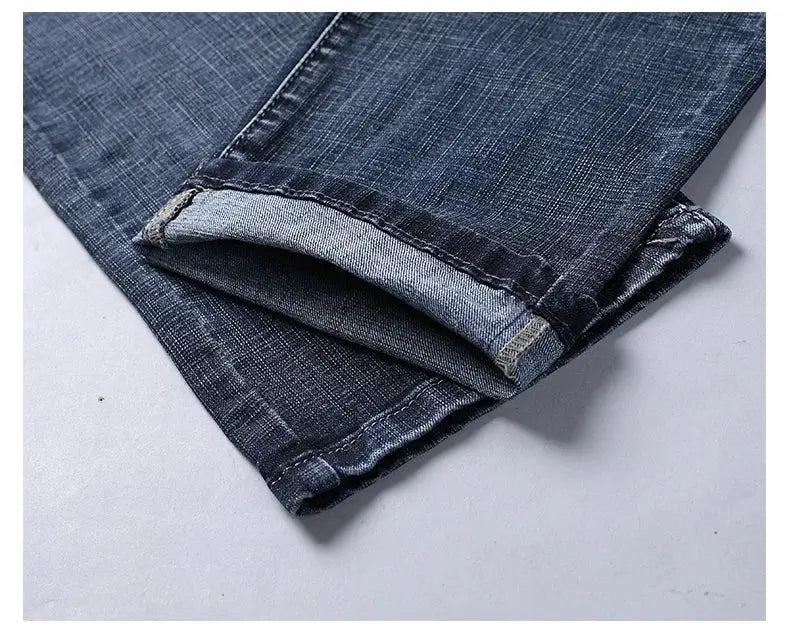 Men's denim jeans, dark blue stretch fabric