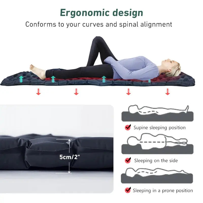 WESTTUNE camping sleeping pad, ultralight inflatable mattress in navy blue for travel and hiking by Simples Market