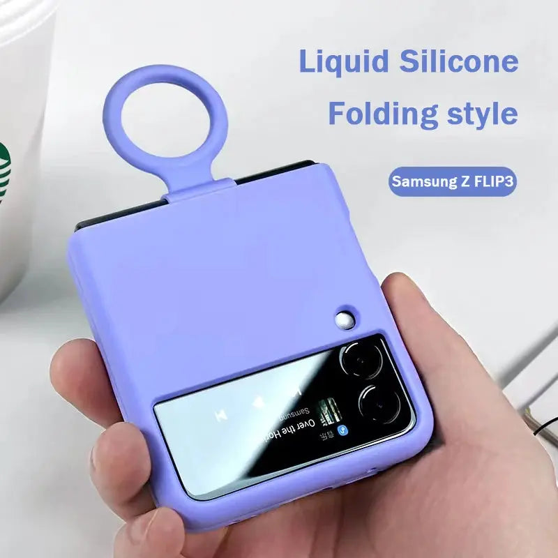 Liquid Silicone Ring Holder Case For Samsung Galaxy Z Flip Series Full Coverage And Easy Grip