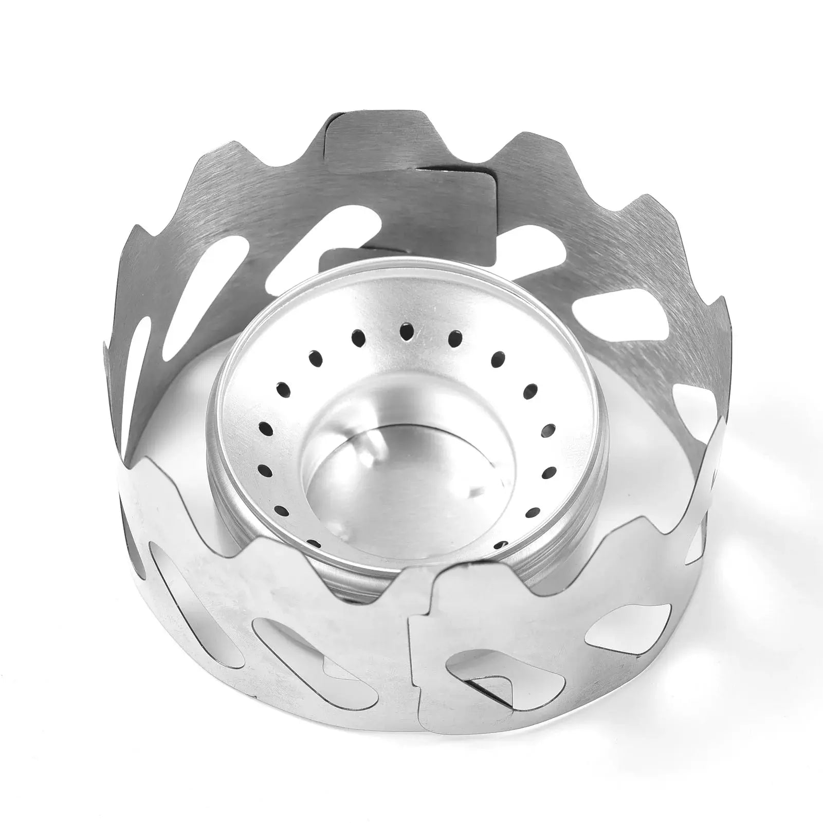 Mini stove 40ml aluminum alcohol burner with stainless steel windscreen; portable camping stove