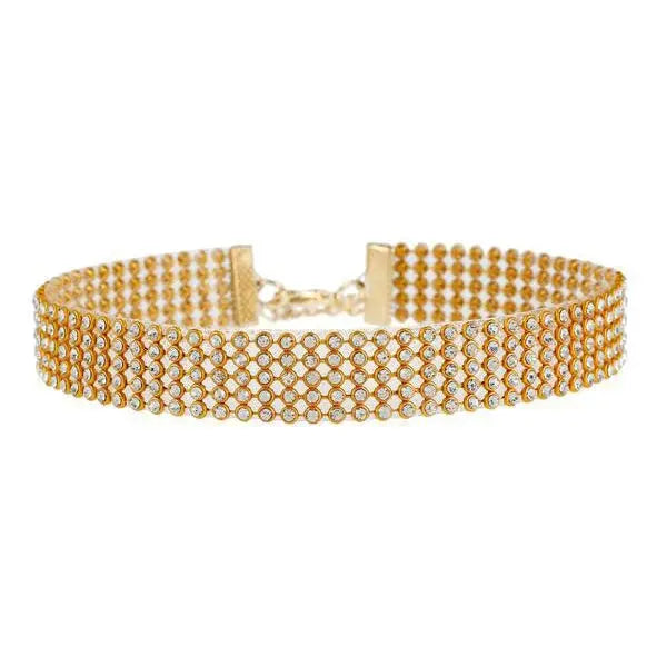 Top Quality Rhinestone Choker Necklace Shiny Punk Hip Hop Style For Women Party Gift Korean Jewelry